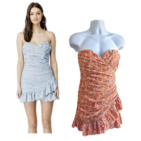 Bardot Dresses & Skirts - Revolve BARDOT Riva 100% Cotton Soft Orange Coquette Strapless MiniDress Size 12
